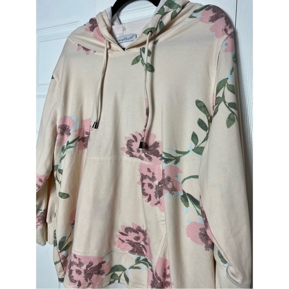 Keren Hart Beige Pink Floral Rose Vintage Tint Pullover Hoodie Plus Size 1X - Picture 6 of 7
